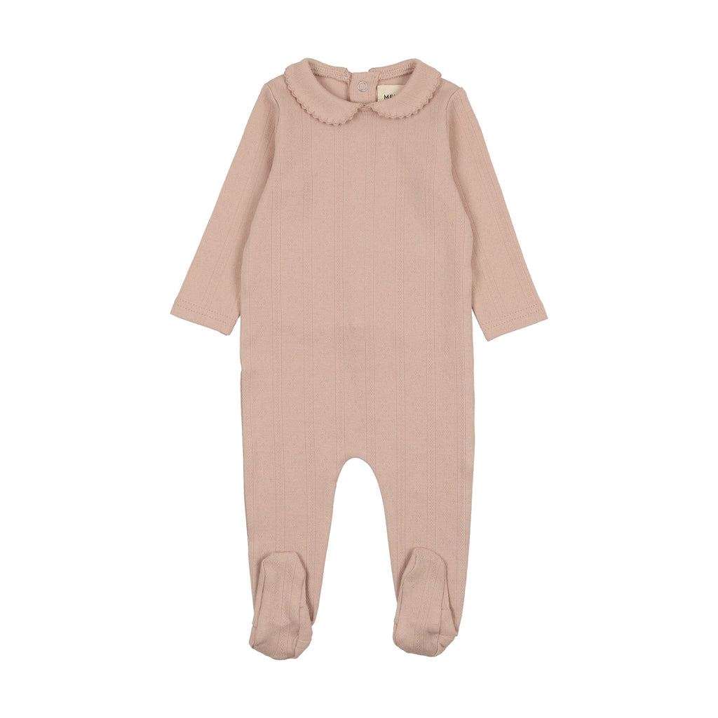 Mema Knits Footie Jellybeanzkids Mema Knits Pointelle Footie- Dusty Pink