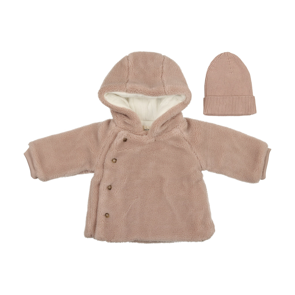 Mema Knits Sherpa Jacket-Dusty Pink