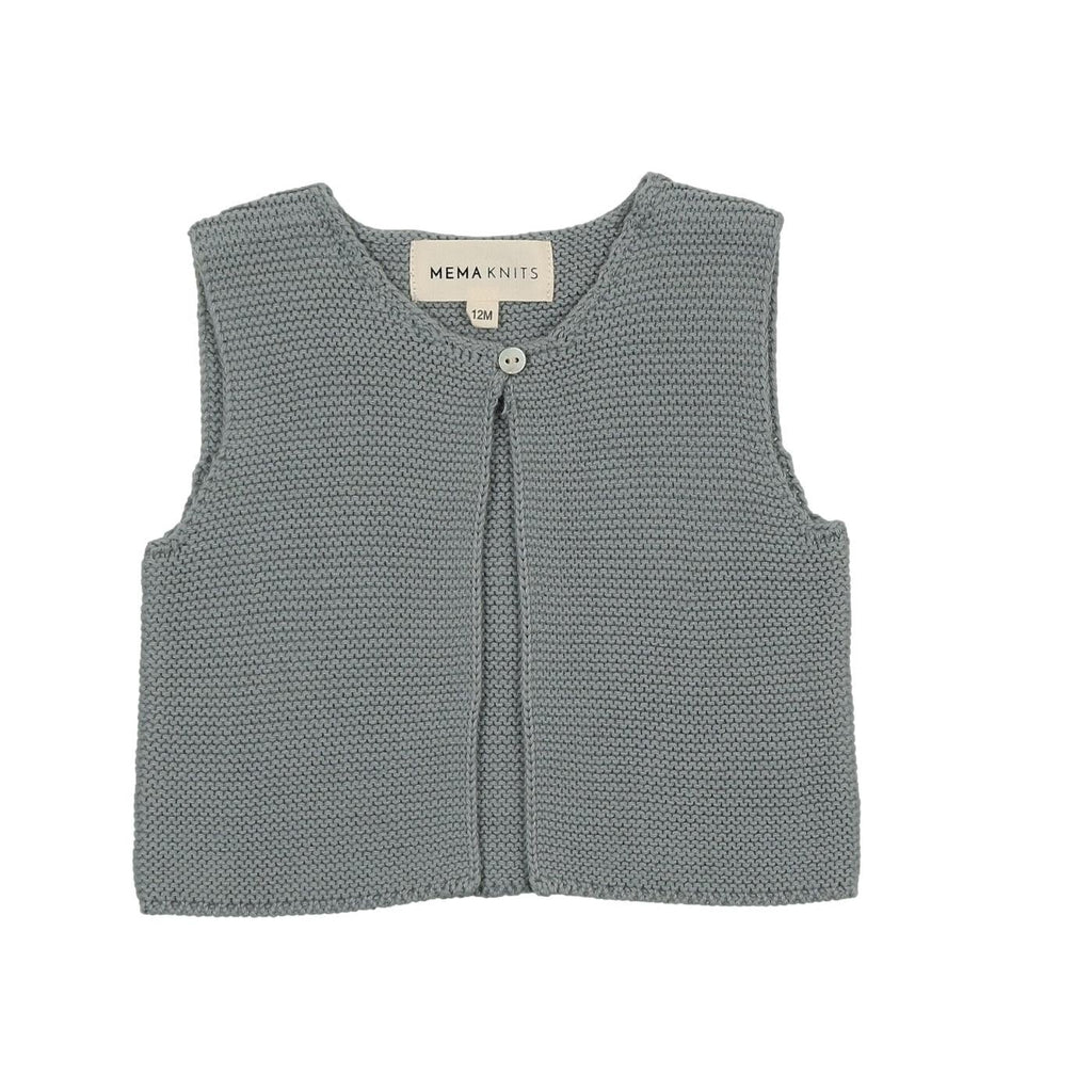 Mema Knits Knit One Button Crop Vest-Dove