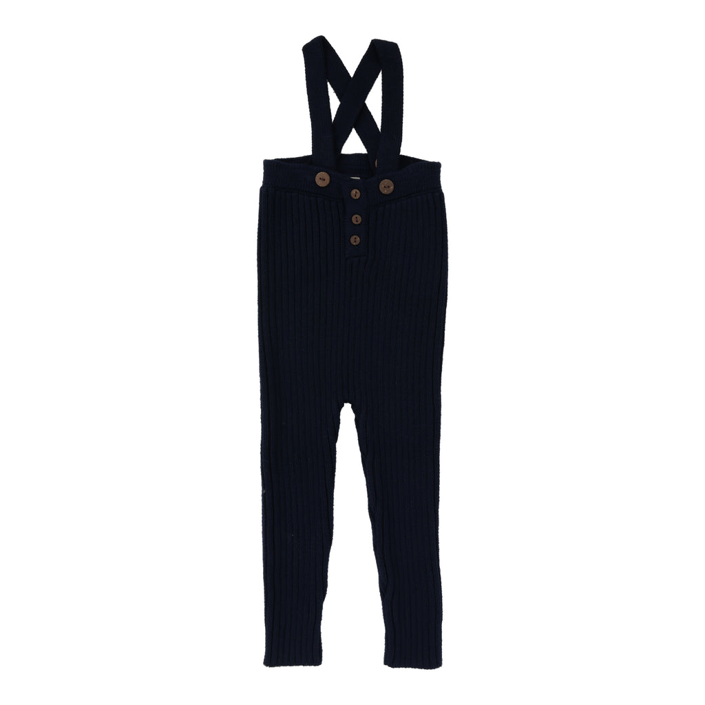 Lil Legs Rib Knit Overalls- Navy