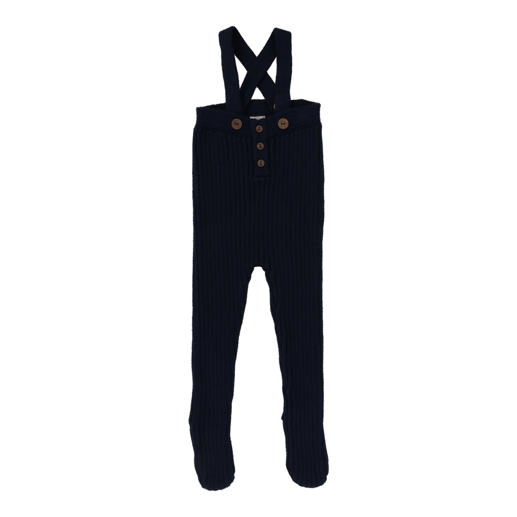 Lil Legs Rib Knit Overalls- Navy