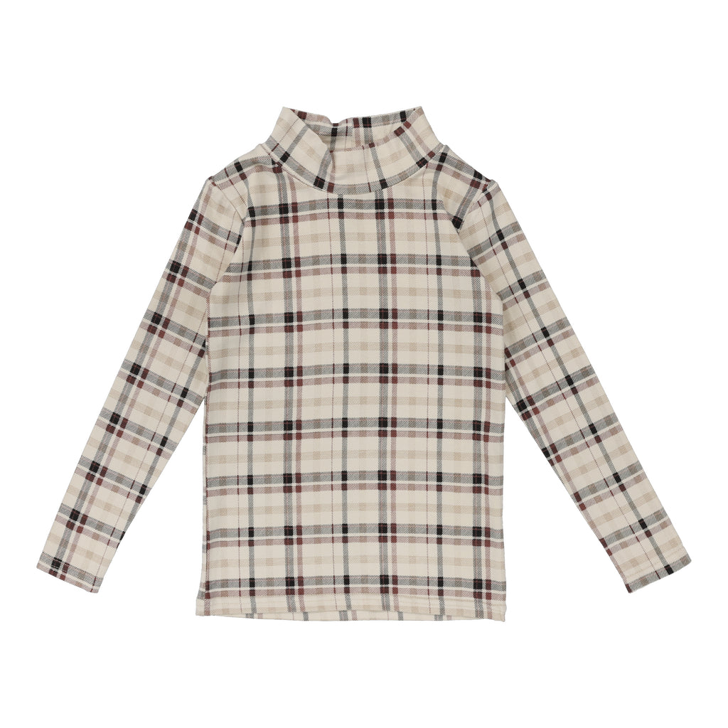 Lil Legs Printed Mockneck- Light Plaid