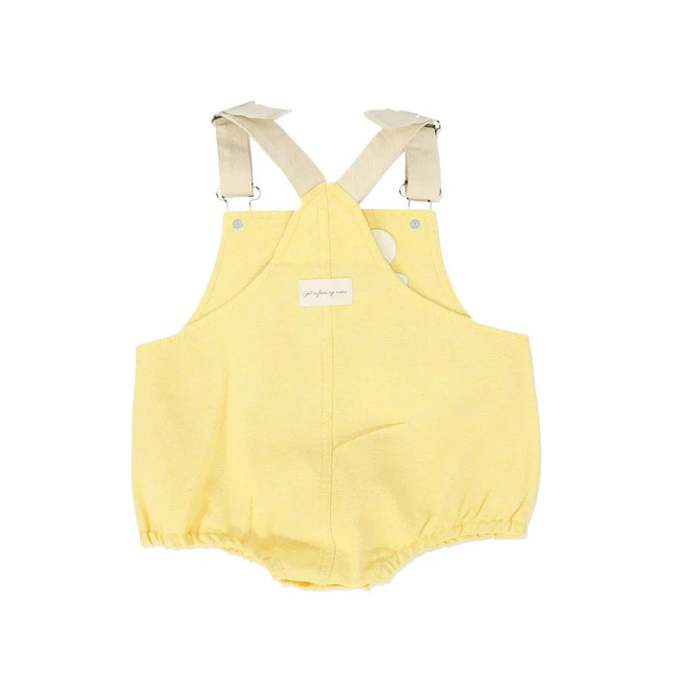 Please Mom Romper Jellybeanzkids Please Mom Yellow Denim Barrel Romper