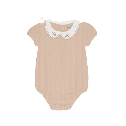 Elys Embroidered Collar Romper -Pink Heather