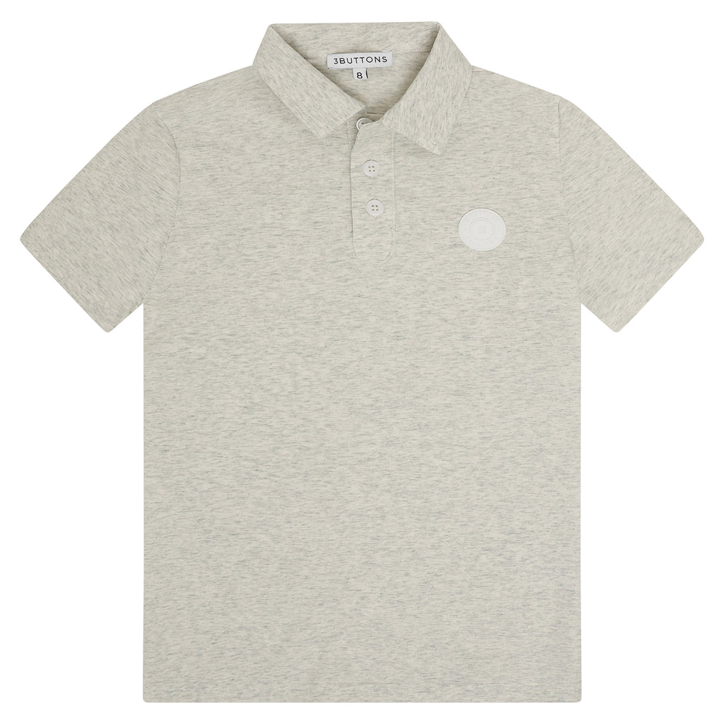 3 Buttons Round Edge Polo - Melange Gray