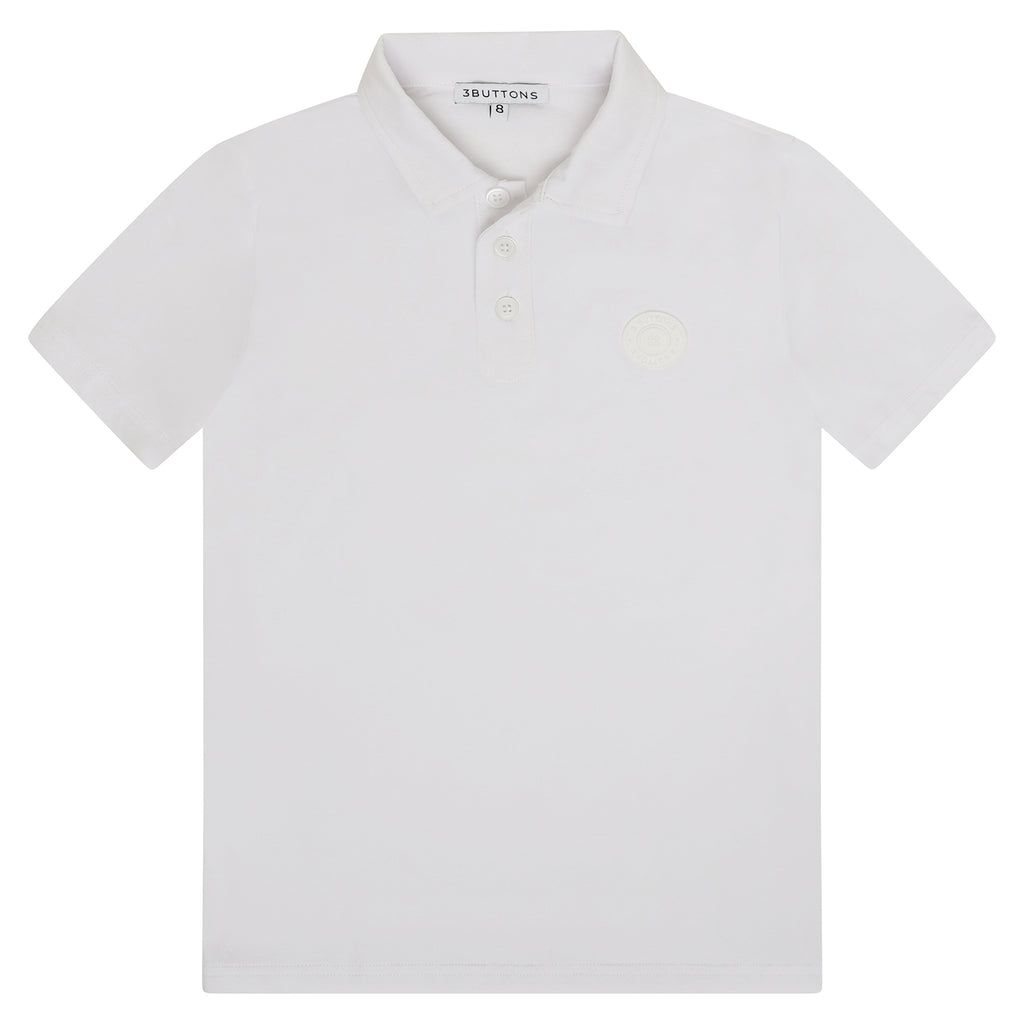 3 Buttons Round Edge Polo - White