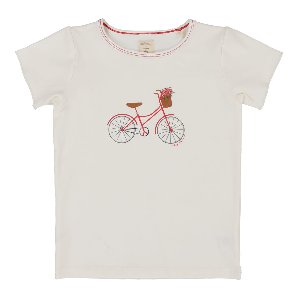 Lil Legs Girls Short Sleeves Bike T-shirt-White