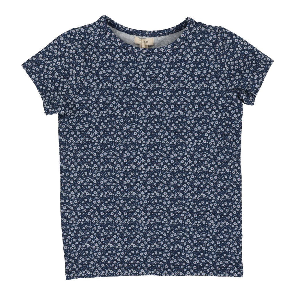 Lil Legs Poppy Floral Short Sleeve T-shirt-Navy