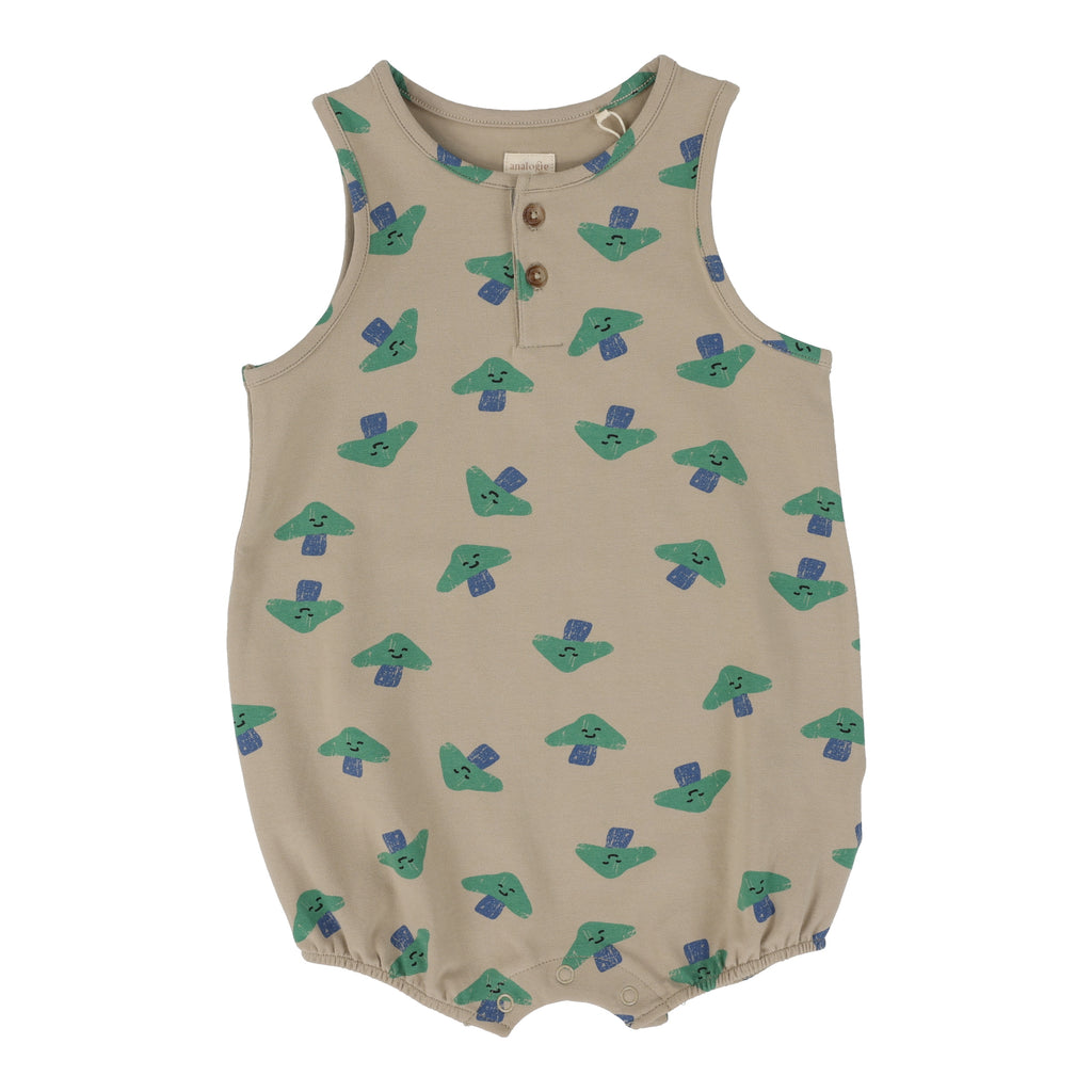 Lil Legs Mushroom Romper-Taupe