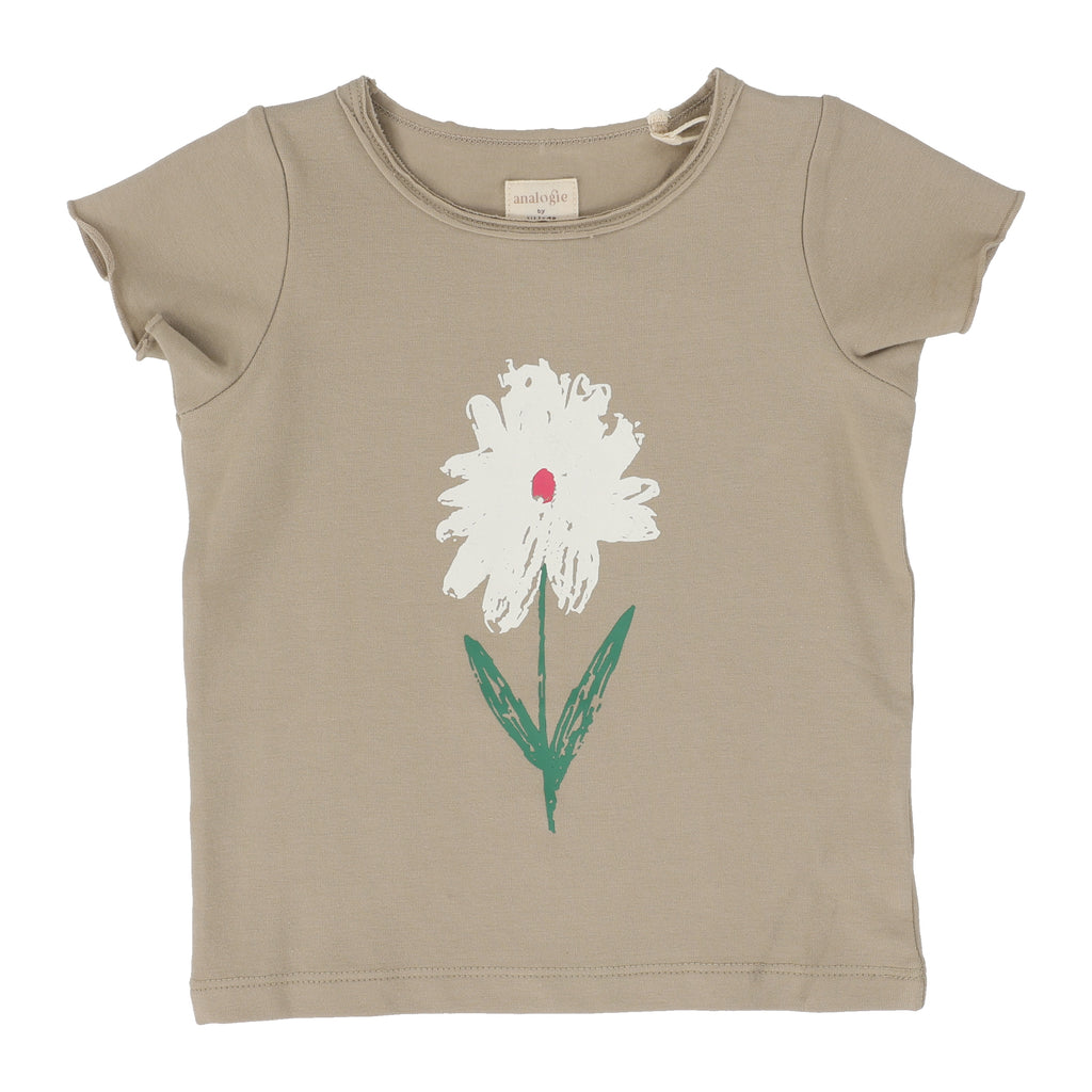 Lil Legs Flower Short Sleeve- Taupe