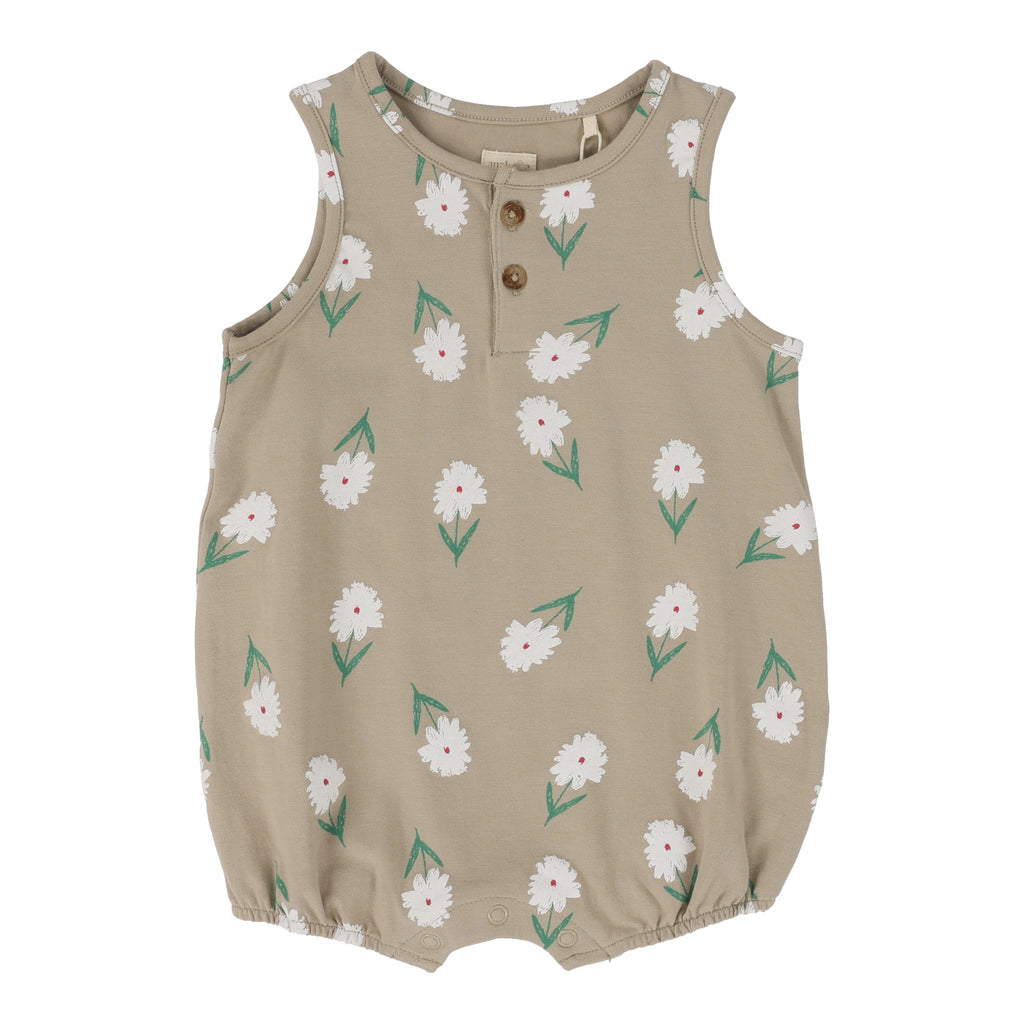 Lil Legs Flower Romper-Taupe