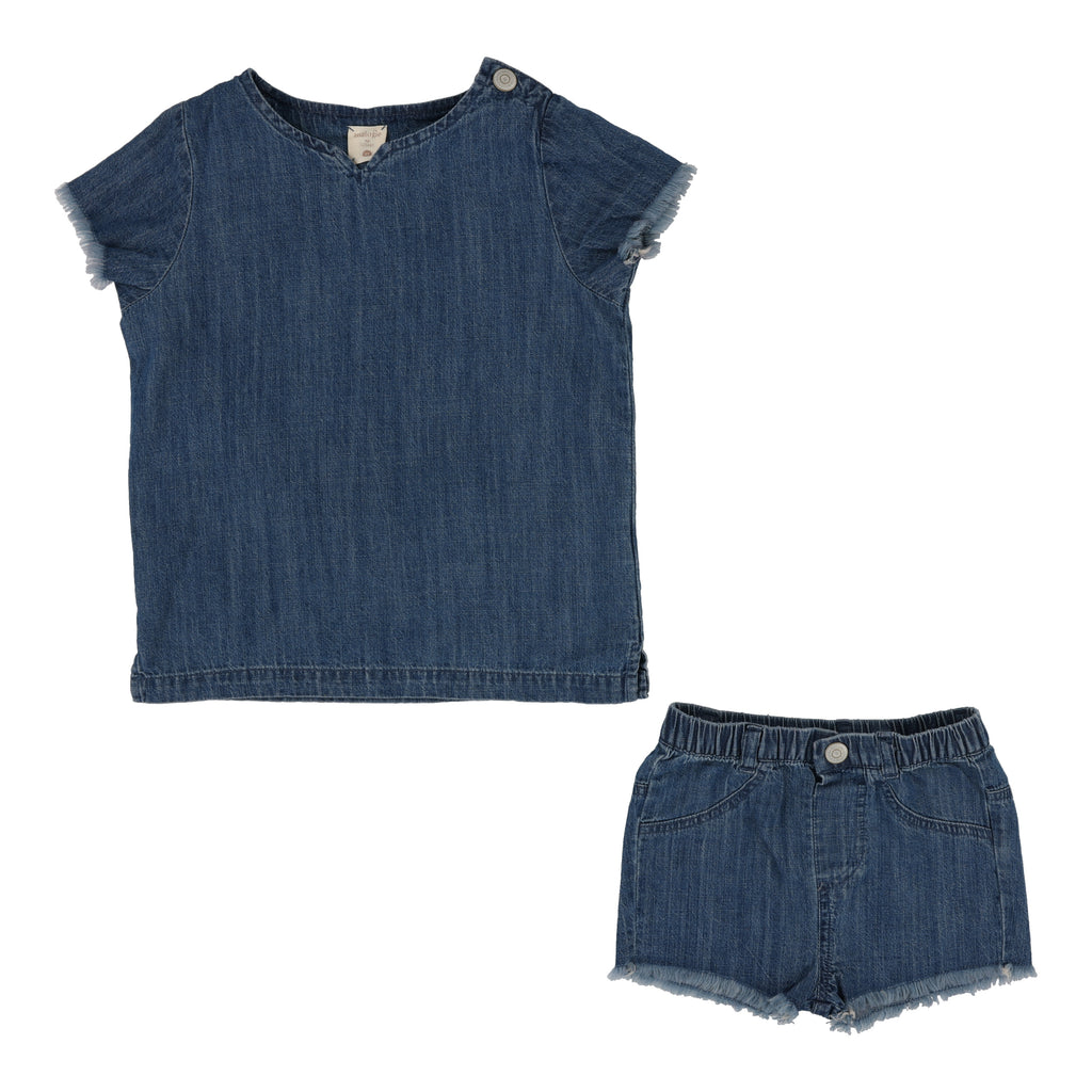 Lil Legs Boys Fringe Set- Dark Wash