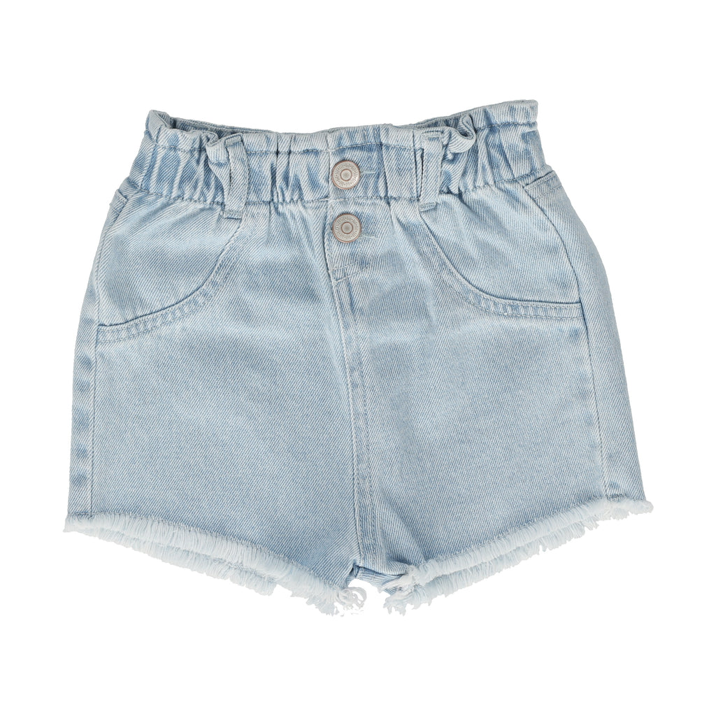 Lil Legs Paperbag Shorts-Light Wash