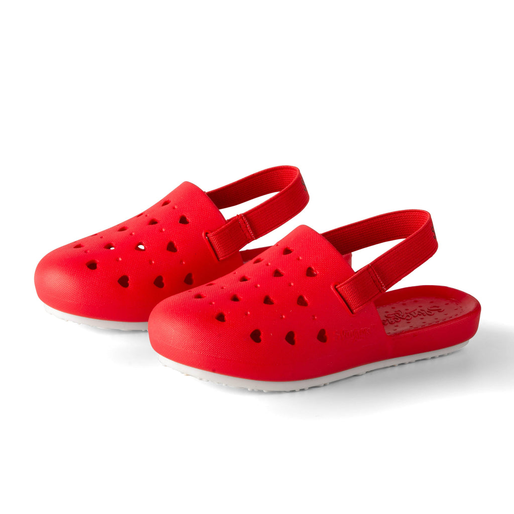 Slingers Shoes Jellybeanzkids Slingers Sweatheart Clogs- Red Solid