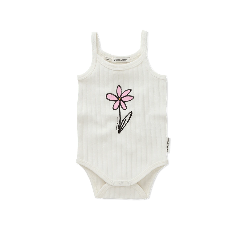 Sproet & Sprout Romper Jellybeanzkids Sproet Daisy Rib Strap Romper