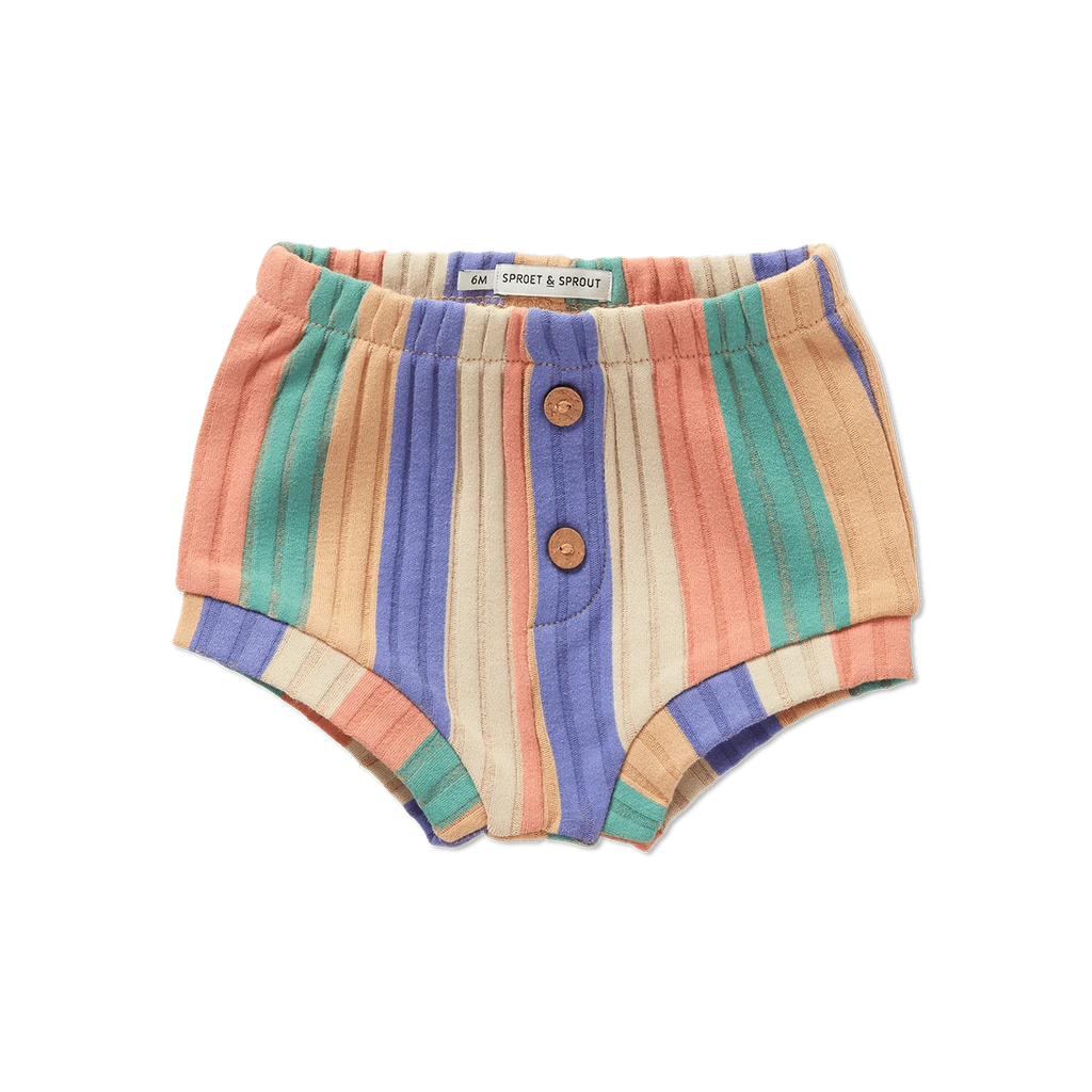 Sproet & Sprout Shorts Jellybeanzkids Sproet Rib Striped Baby Shorts- Nectarine