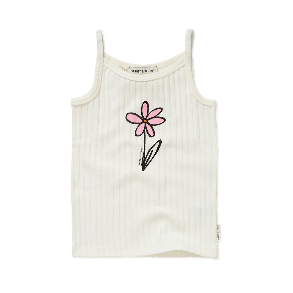 Sproet & Sprout T-shirt Jellybeanzkids Sproet Daisy Singelt Tanktop-Off White