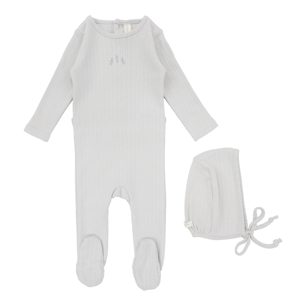 Lilette Striped Pointelle Footie Set-Powder Blue