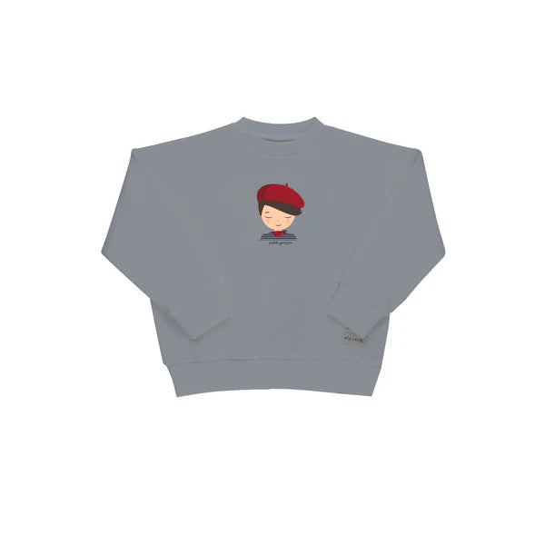 Elys Terry French Boy Sweatshirt-Blue