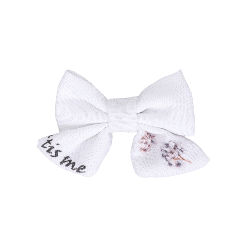 Tis Me Accessories Jellybeanzkids Tis Me Handsketched Mini Bow Clip Set-White Hydrangeas One Size