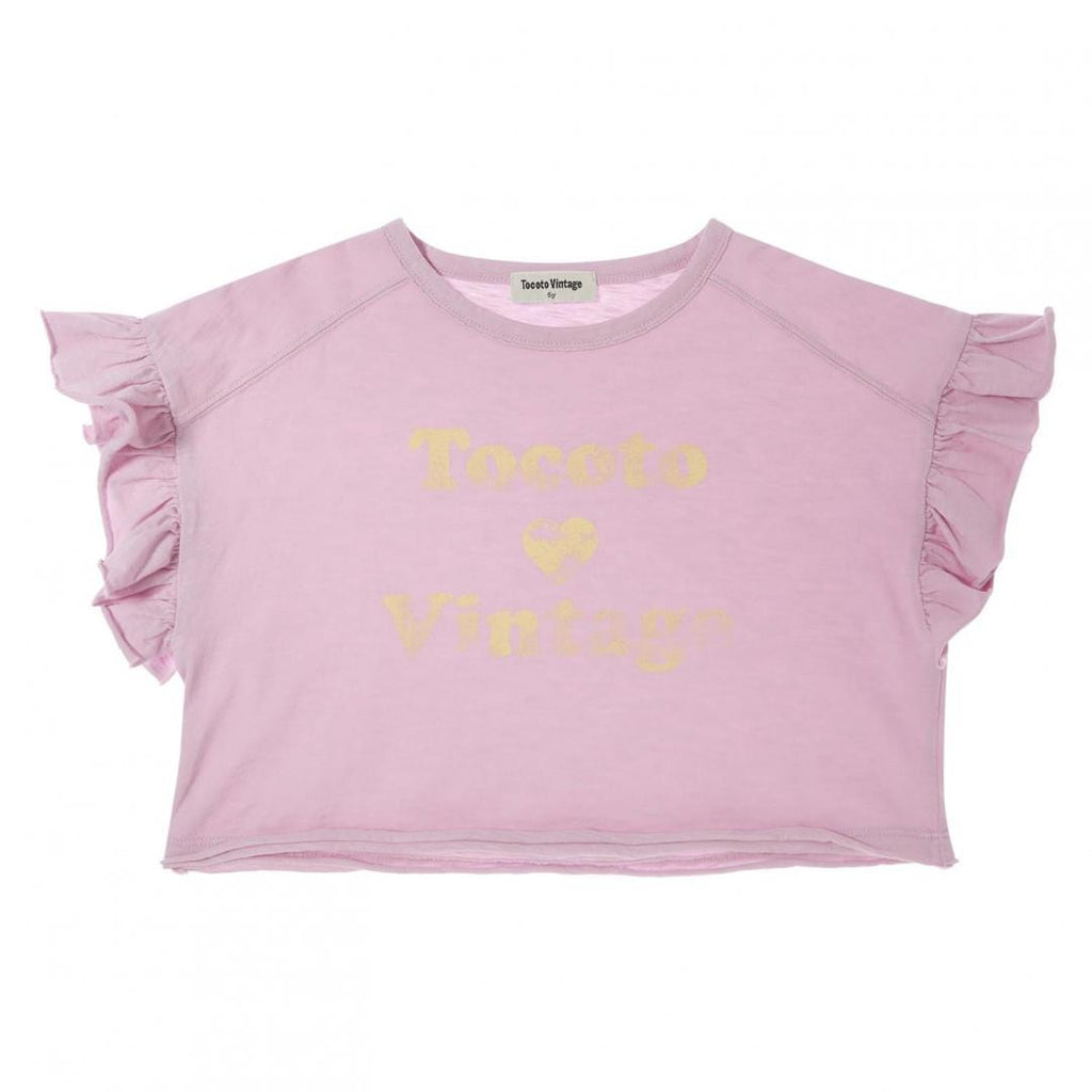 Tocoto Vintage T-shirt Jellybeanzkids Tocoto Loves Vintage Girls Ruffle Sleeve T-Shirt-Pink