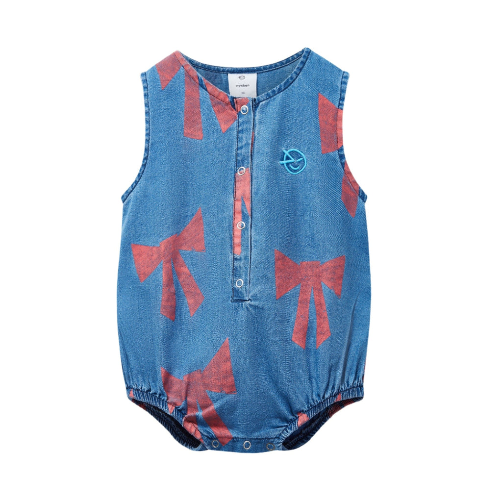 Wynken Romper Jellybeanzkids Wynken Mini Bow Cotton Twill Romper