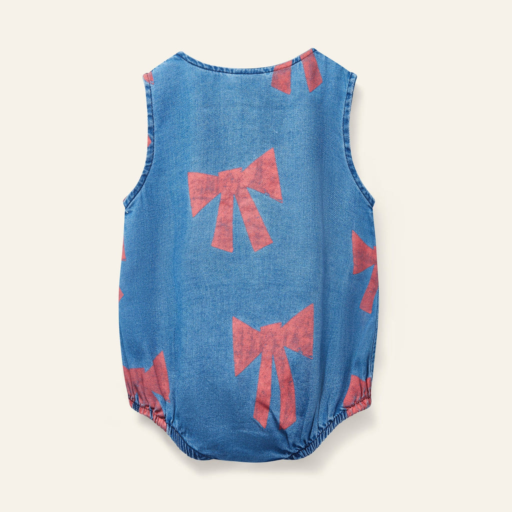 Wynken Romper Jellybeanzkids Wynken Mini Bow Cotton Twill Romper