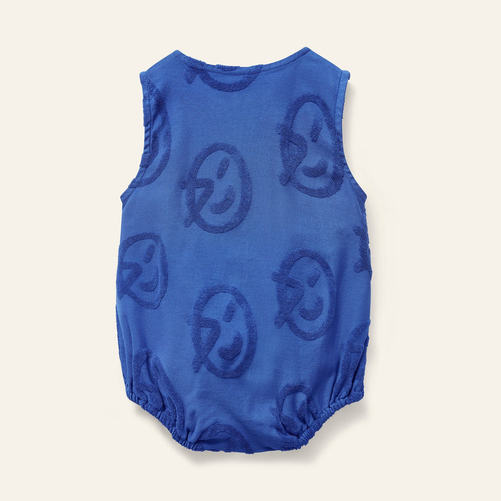 Wynken Romper Jellybeanzkids Wynken Mini Jersey Romper- Blue Logo