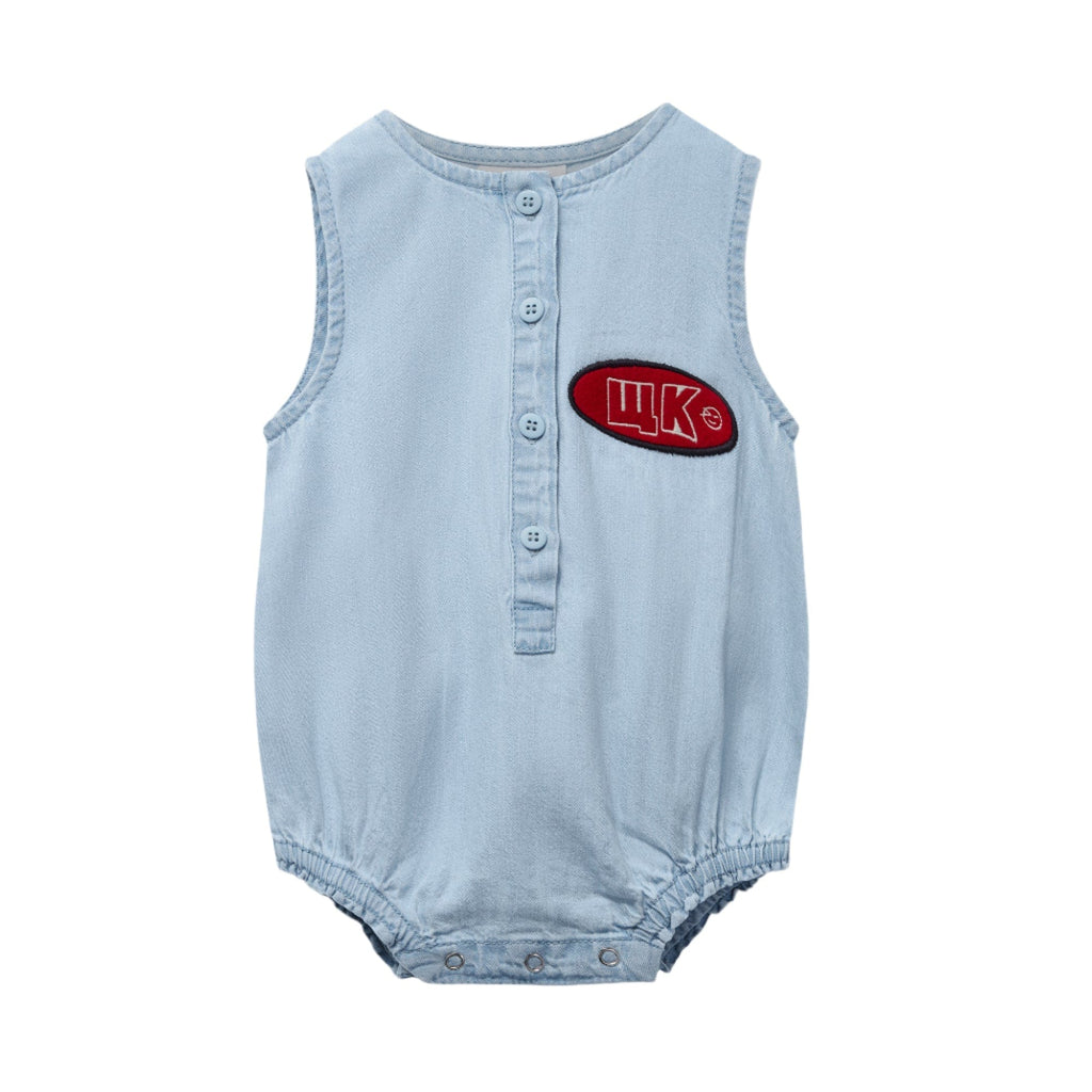 Wynken Romper Jellybeanzkids Wynken Mini woven Denim Romper