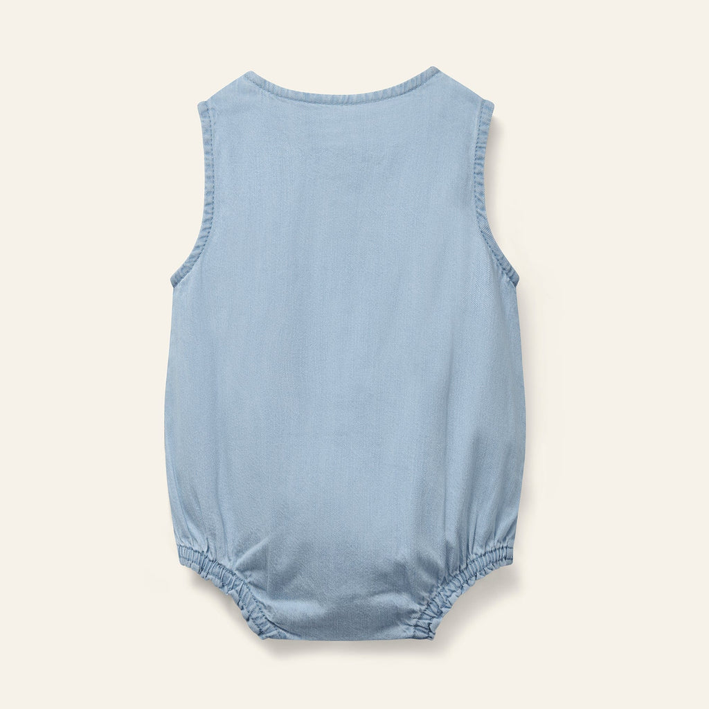 Wynken Romper Jellybeanzkids Wynken Mini woven Denim Romper