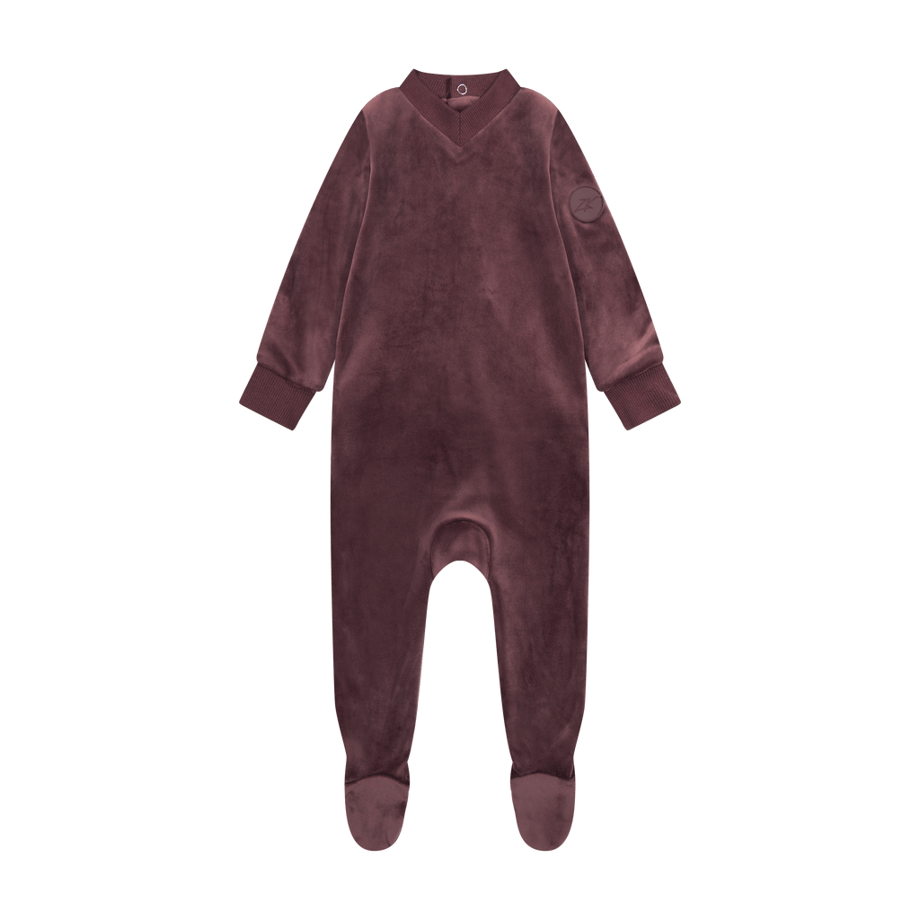 Zeebra Kids Footie Jellybeanzkids Zeebra Velour Footie- Mauve