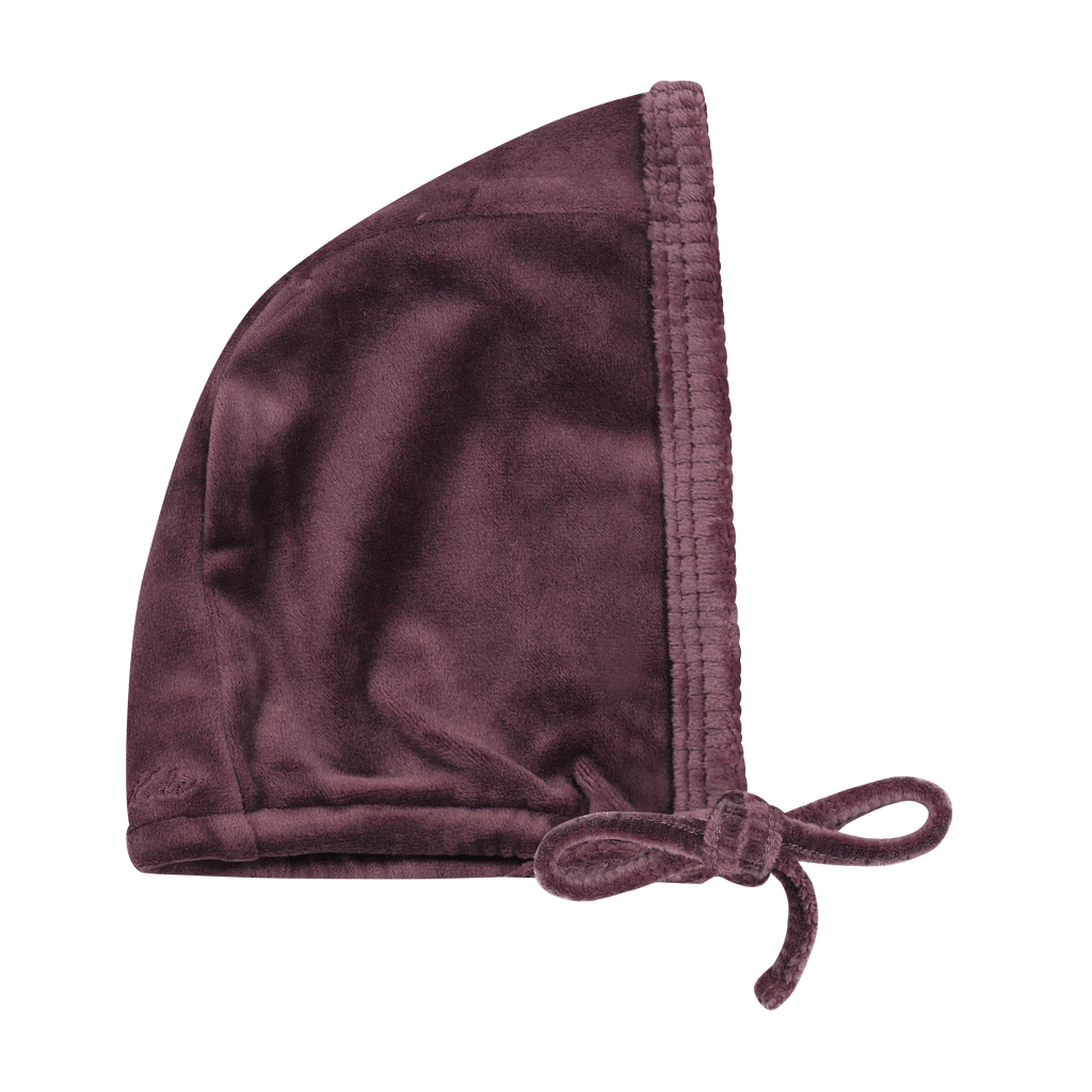 Zeebra Kids Footie Jellybeanzkids Zeebra Velour Footie With Bonnet- Mauve